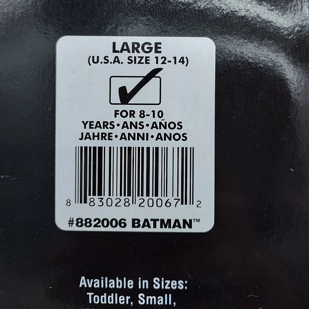 *SHIPS SAME/NEXT DAY!* New Kids Batman Muscle Chest Costume - Size USA 12-14